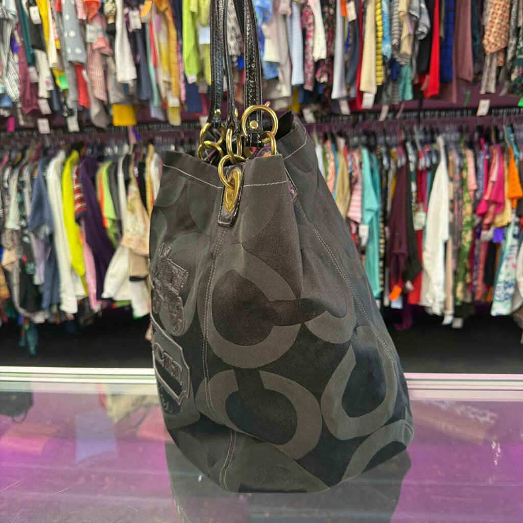 Coach Madison Signature F0882-13001 Black Canvas Large Tote Shoulder Bag Purse