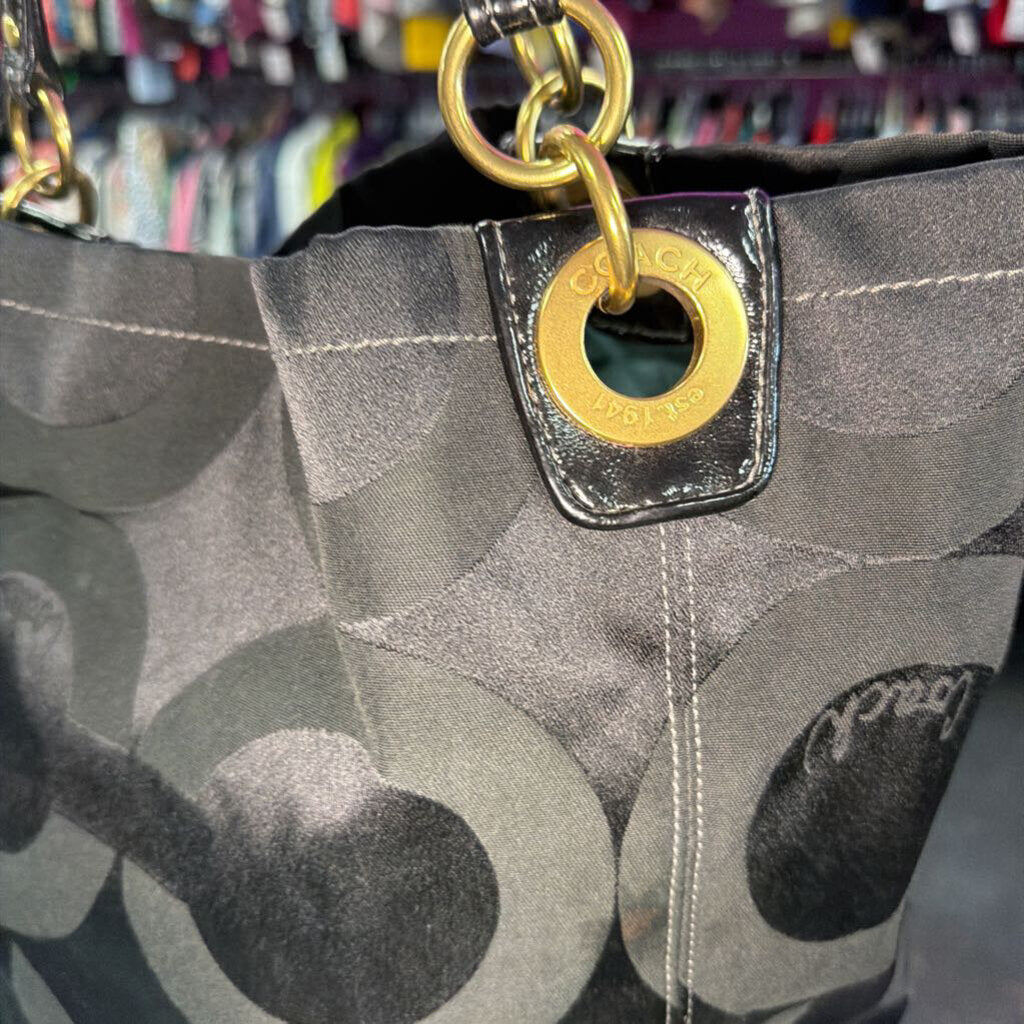 Coach Madison Signature F0882-13001 Black Canvas Large Tote Shoulder Bag Purse