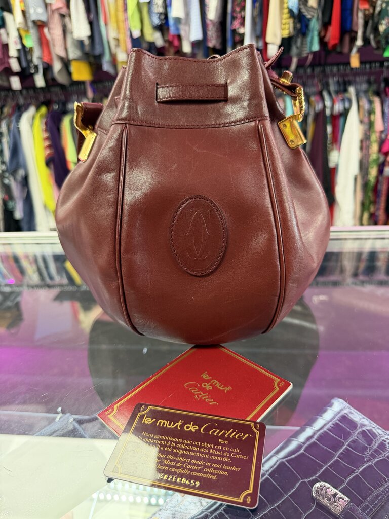 Cartier Must De Cartier Leather Bucket Shoulder Bag – Ally's