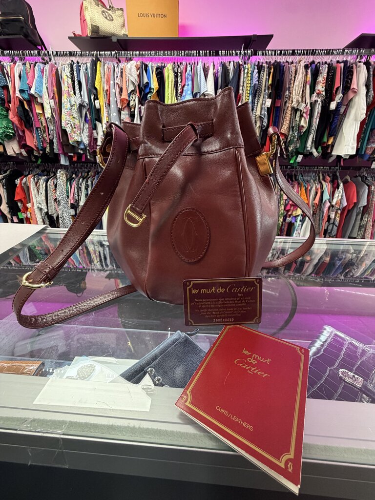 Cartier Must De Cartier Leather Bucket Shoulder Bag