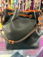 Dooney & Bourke Amiee Drawstring Bucket Bag Pebbled Grain Leather