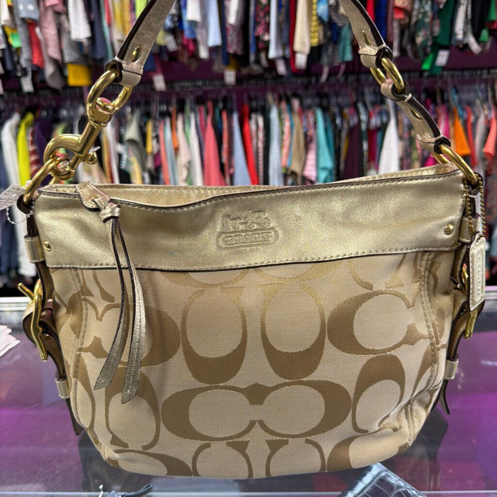 Coach Zoe Shoulder Bag Gold Metallic