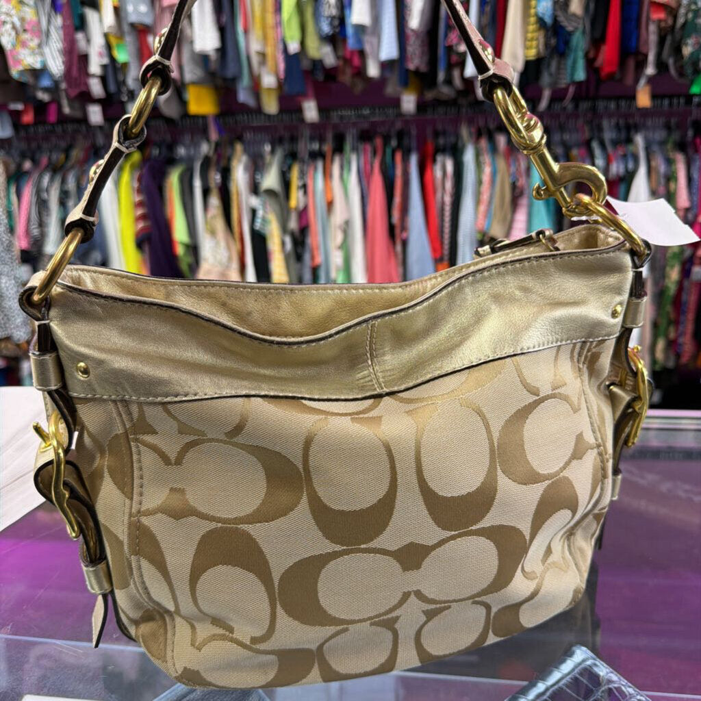 Coach Zoe Shoulder Bag Gold Metallic