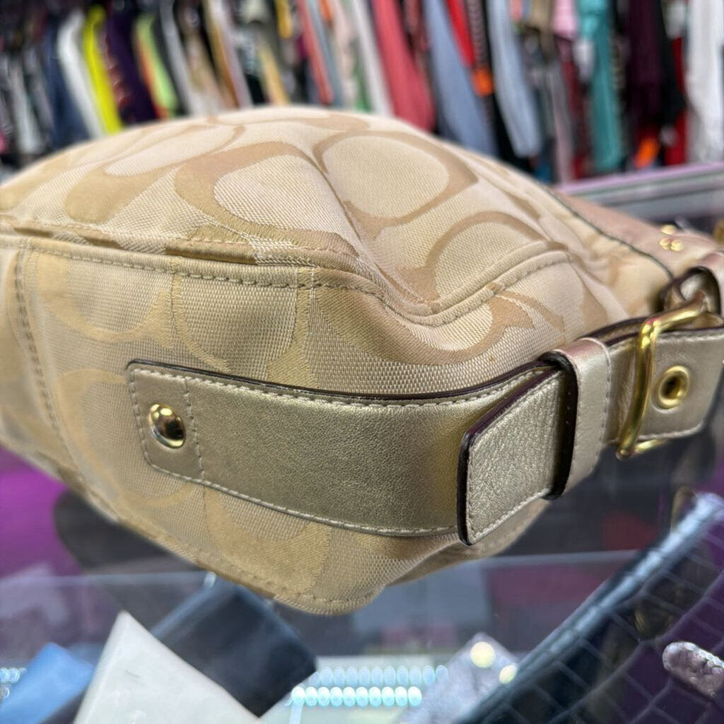 Coach Zoe Shoulder Bag Gold Metallic