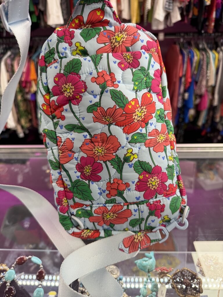 Vera Bradley X Disney Lorman Adjustable Sling Backpack Mickey Meadow Pattern Feather Weight