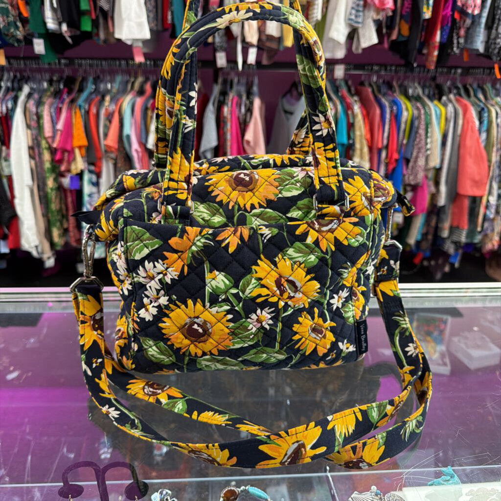 Vera Bradley Multi-Strap Shoulder Bag Vibrant Sunflower Pattern