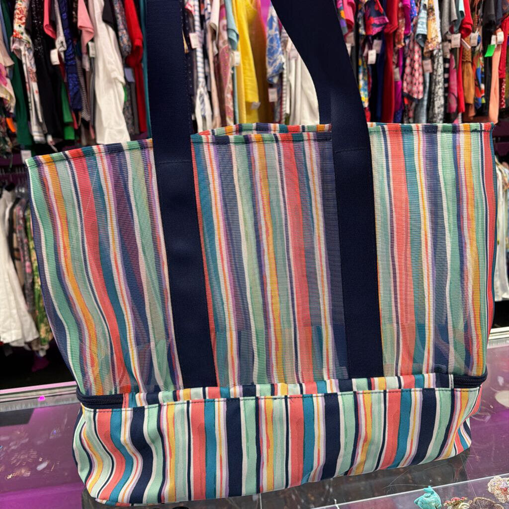 Vera Bradley Cabana Striped Mesh Dual Compartment Large Tote