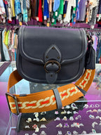 Coach Beat Saddle Crossbody Midnight Navy Glovetanned Leather C3738