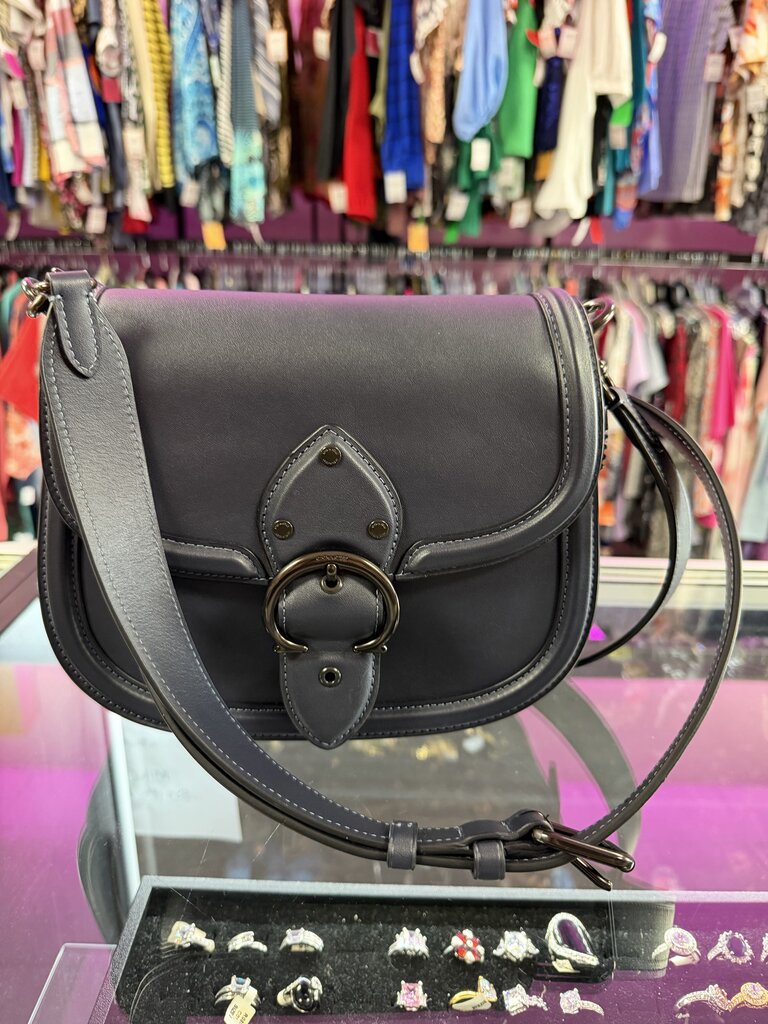 Coach Beat Saddle Crossbody Midnight Navy Glovetanned Leather C3738