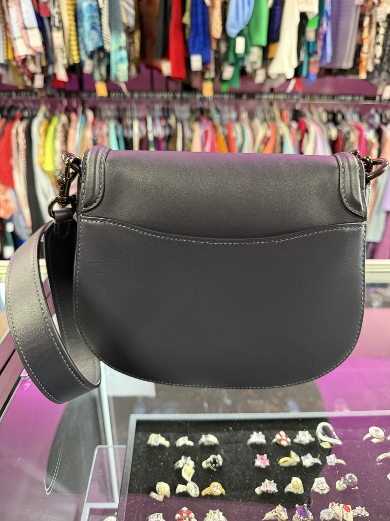 Coach Beat Saddle Crossbody Midnight Navy Glovetanned Leather C3738