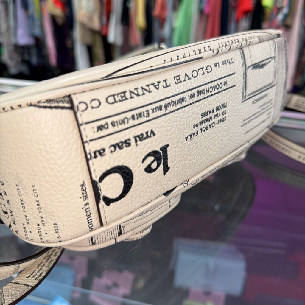 Coach Ashton Shoulder Bag With long Strap In Newspaper Print Refined Pebbled Leather