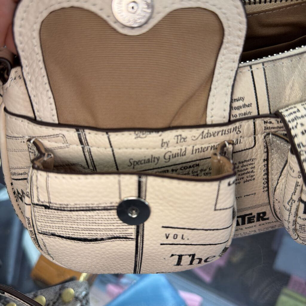 Coach Ashton Shoulder Bag With long Strap In Newspaper Print Refined Pebbled Leather