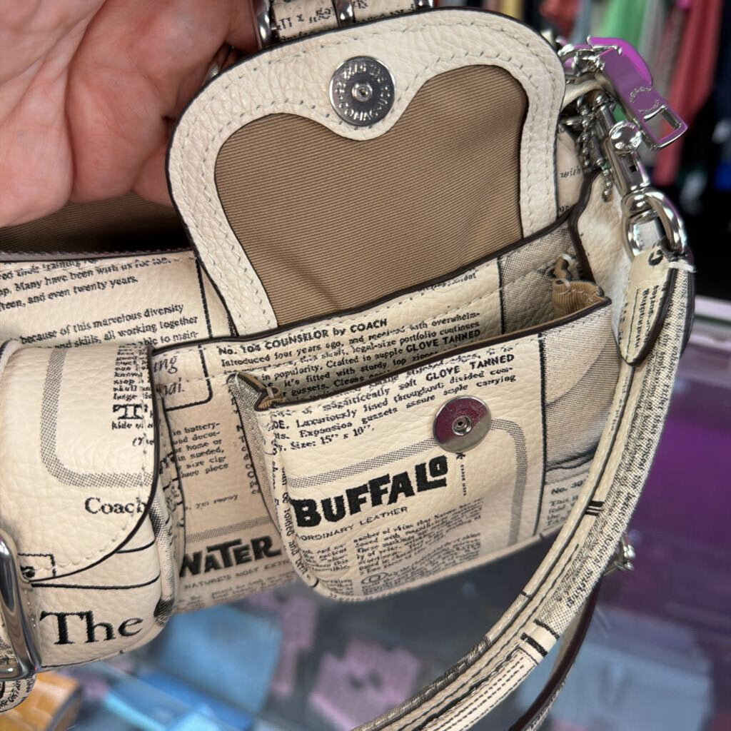 Coach Ashton Shoulder Bag With long Strap In Newspaper Print Refined Pebbled Leather