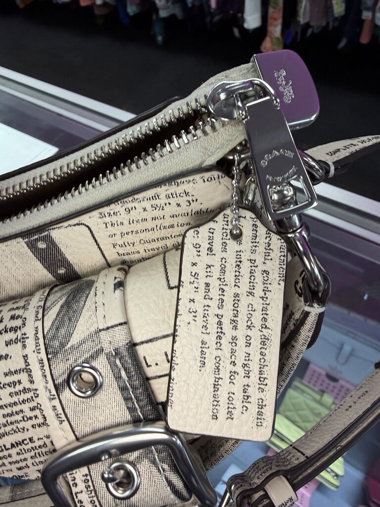 Coach Ashton Shoulder Bag With long Strap In Newspaper Print Refined Pebbled Leather