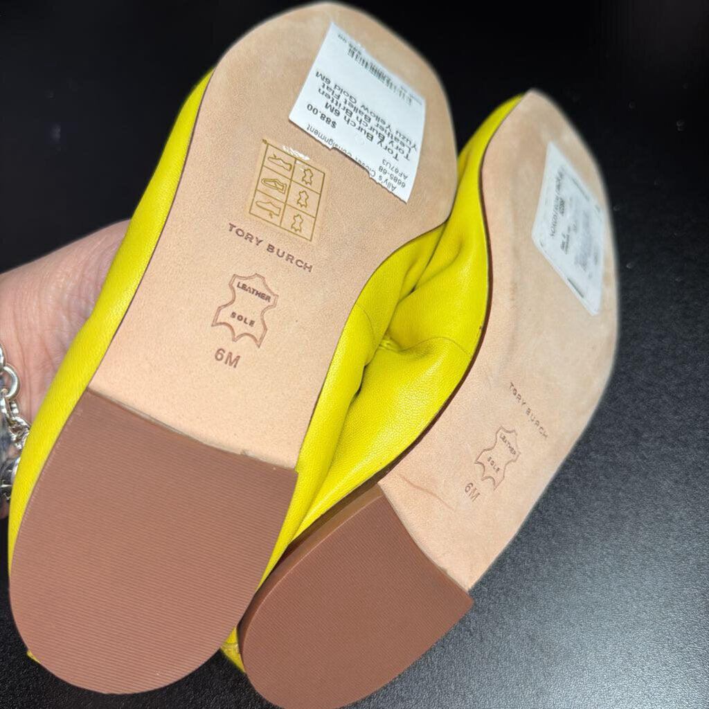 6M Tory Burch Britten Leather Ballet Flat