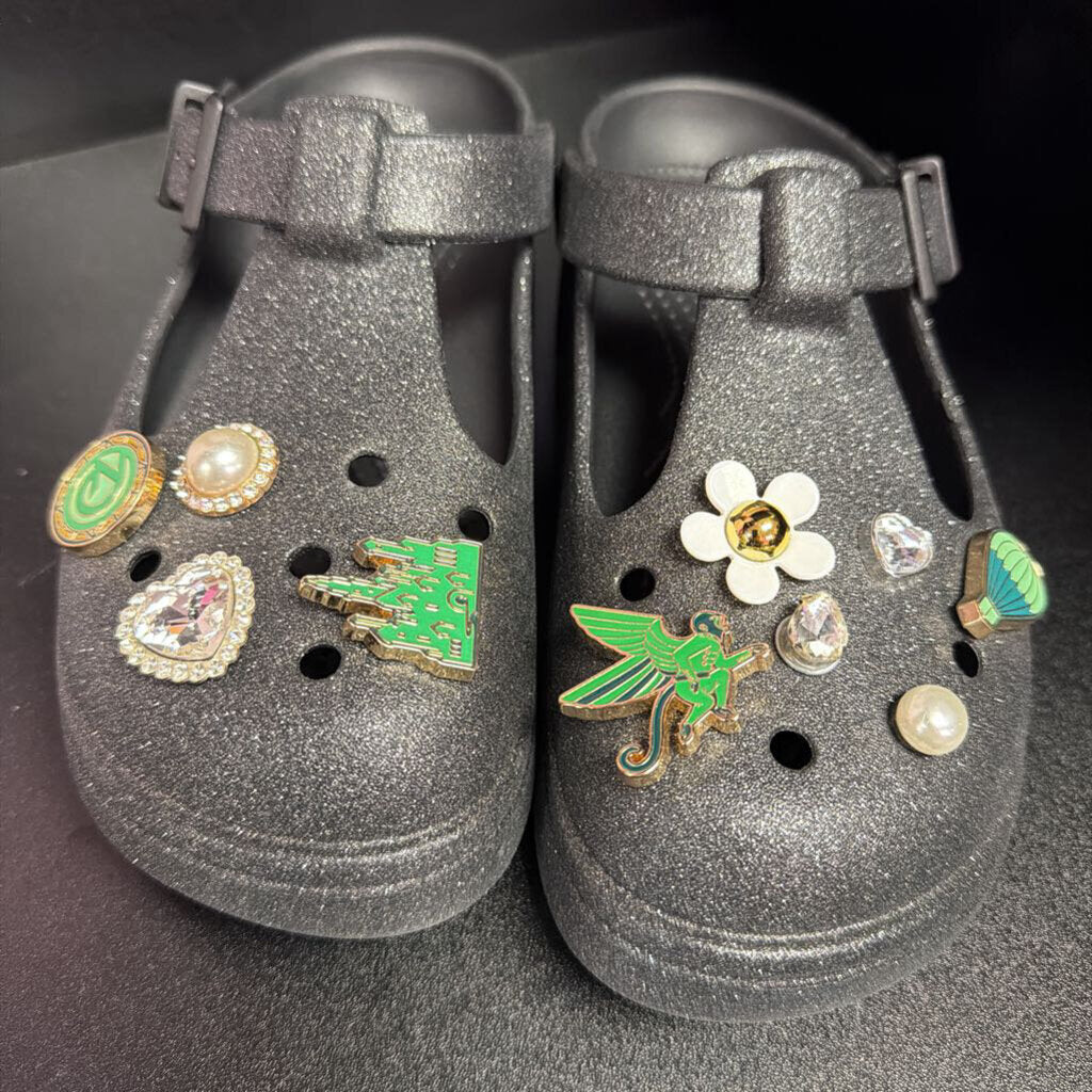 6 Crocs Classic Mary Jane Glitter Clog Sparkling Finish Wicked Giblets