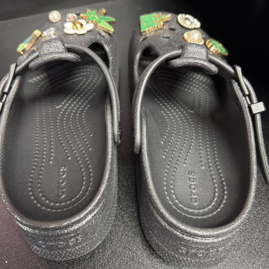 6 Crocs Classic Mary Jane Glitter Clog Sparkling Finish Wicked Giblets
