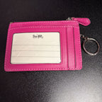 Coach Slim ID Card Case In Dragonfruit Mono Key Ring