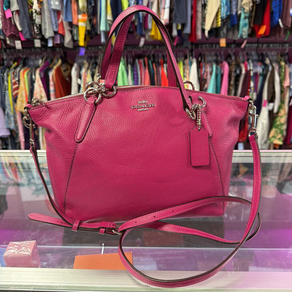 Coach Small Kelsey Satchel Vibrant Magenta Pebbled Leather