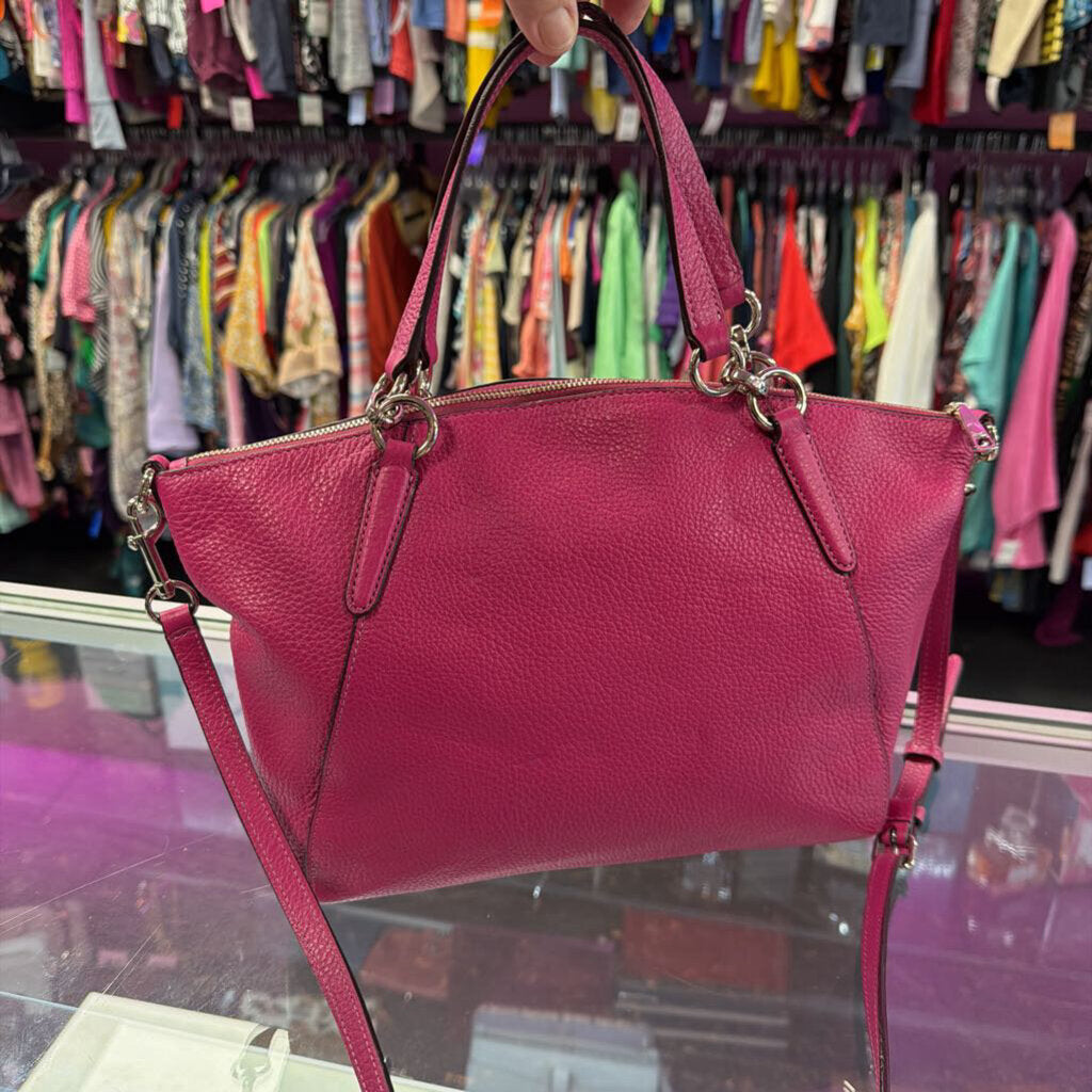 Coach Small Kelsey Satchel Vibrant Magenta Pebbled Leather