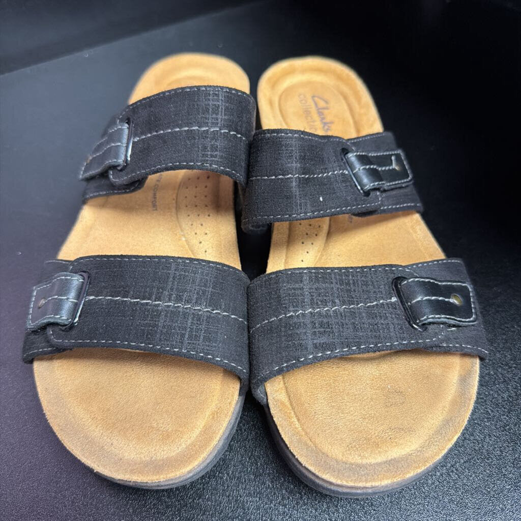9 Clarks April Dusk Adjustable Strap Slide Sandals