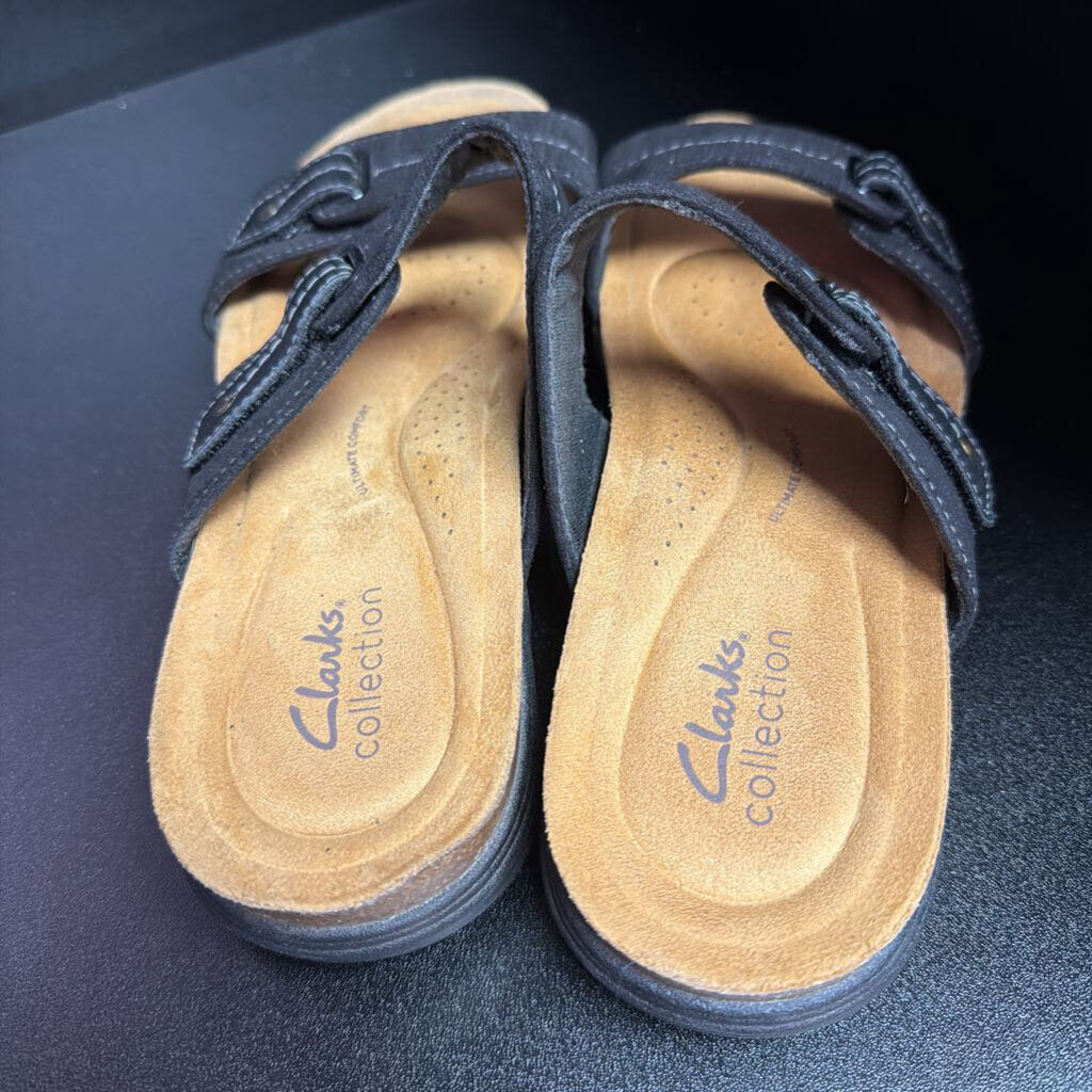 9 Clarks April Dusk Adjustable Strap Slide Sandals