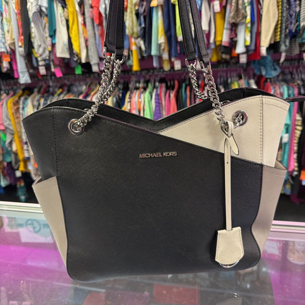 Micheal Kors Jet Set large Color-Block Saffiano Leather Tri-color Tote