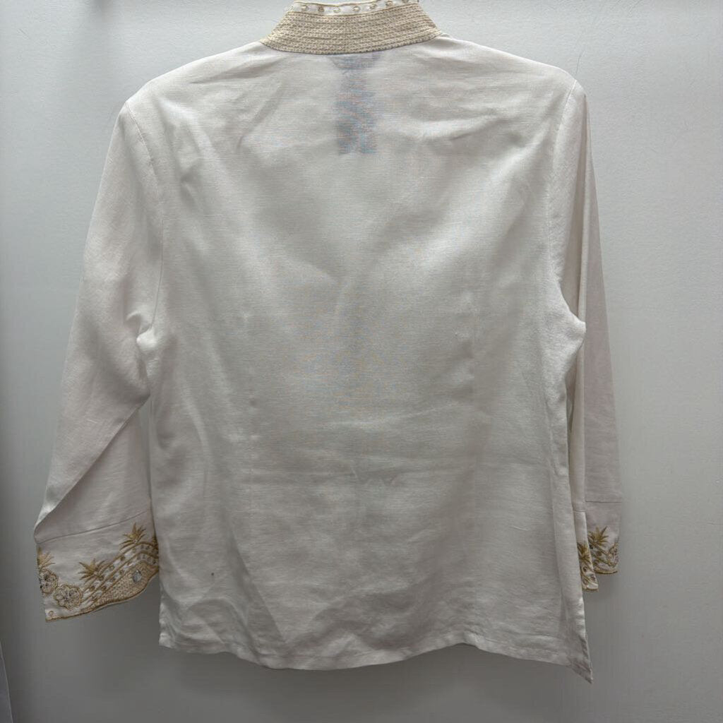 LG LS BF PC Embroidered Linen Tunic Top