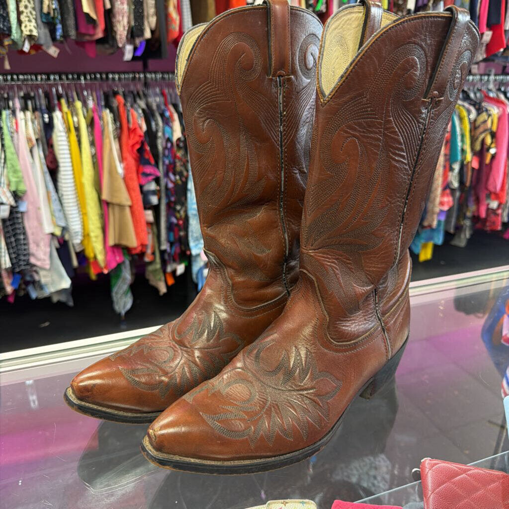9.5EE Durango Vintage Brown Leather Cowboy Boots