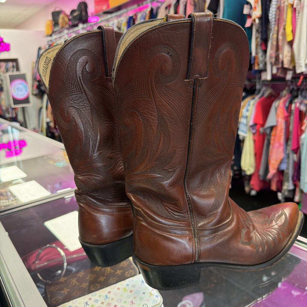 9.5EE Durango Vintage Brown Leather Cowboy Boots