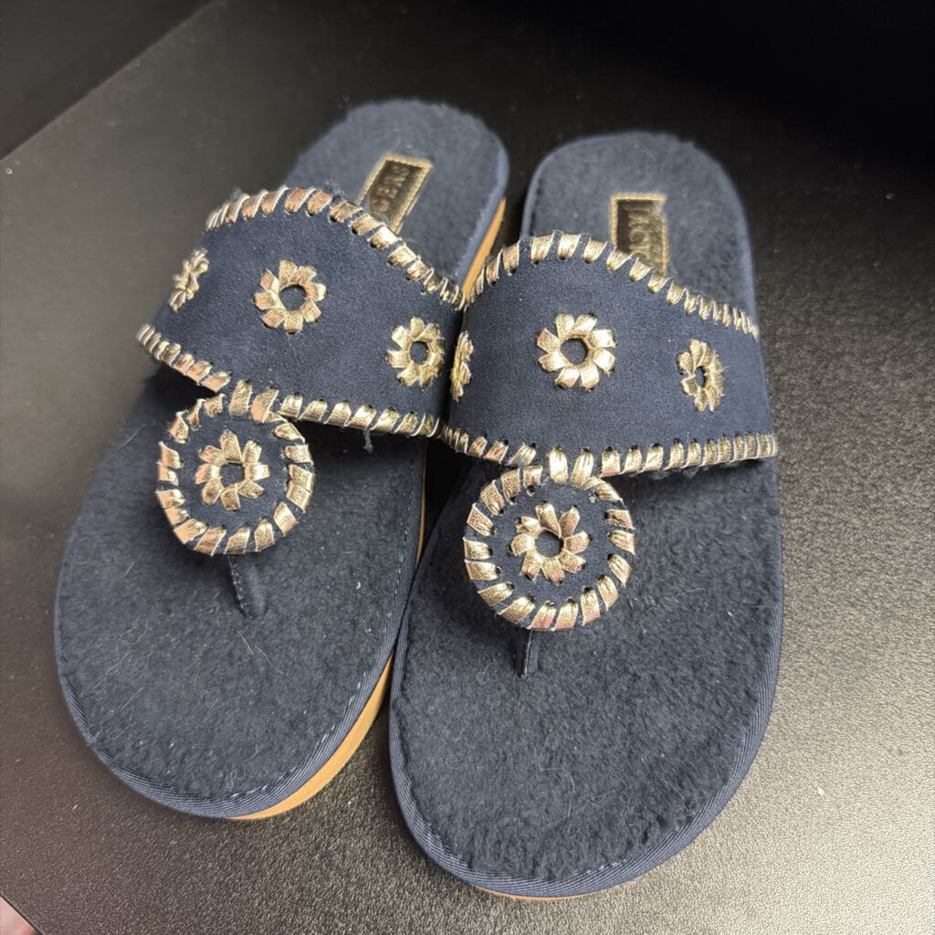 8 Jack Rogers Faux Fur Navy Thong