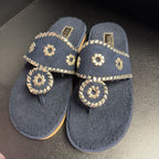 8 Jack Rogers Faux Fur Navy Thong