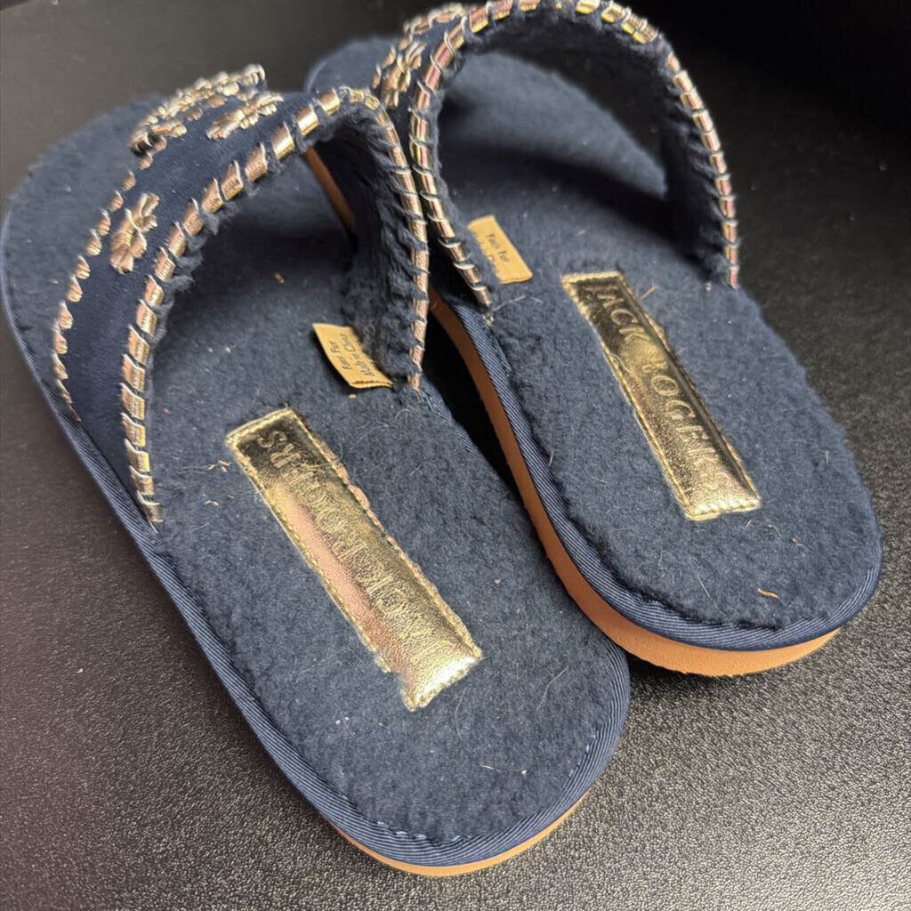8 Jack Rogers Faux Fur Navy Thong