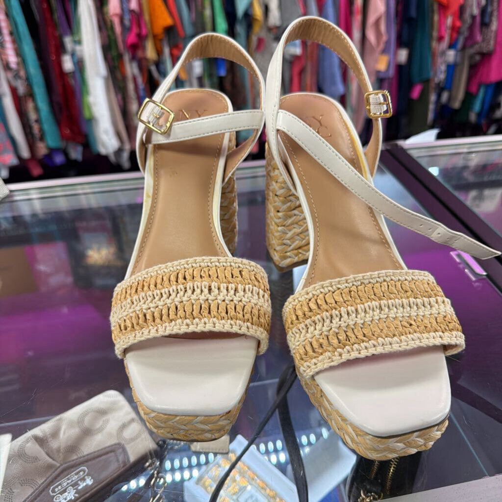 9 NY&C High espadrille Ankle Strap peep Toe Heel