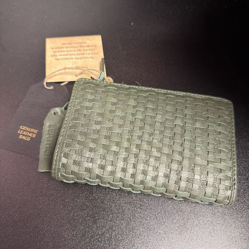 Unknown Woven Green Leather Wallet NWT
