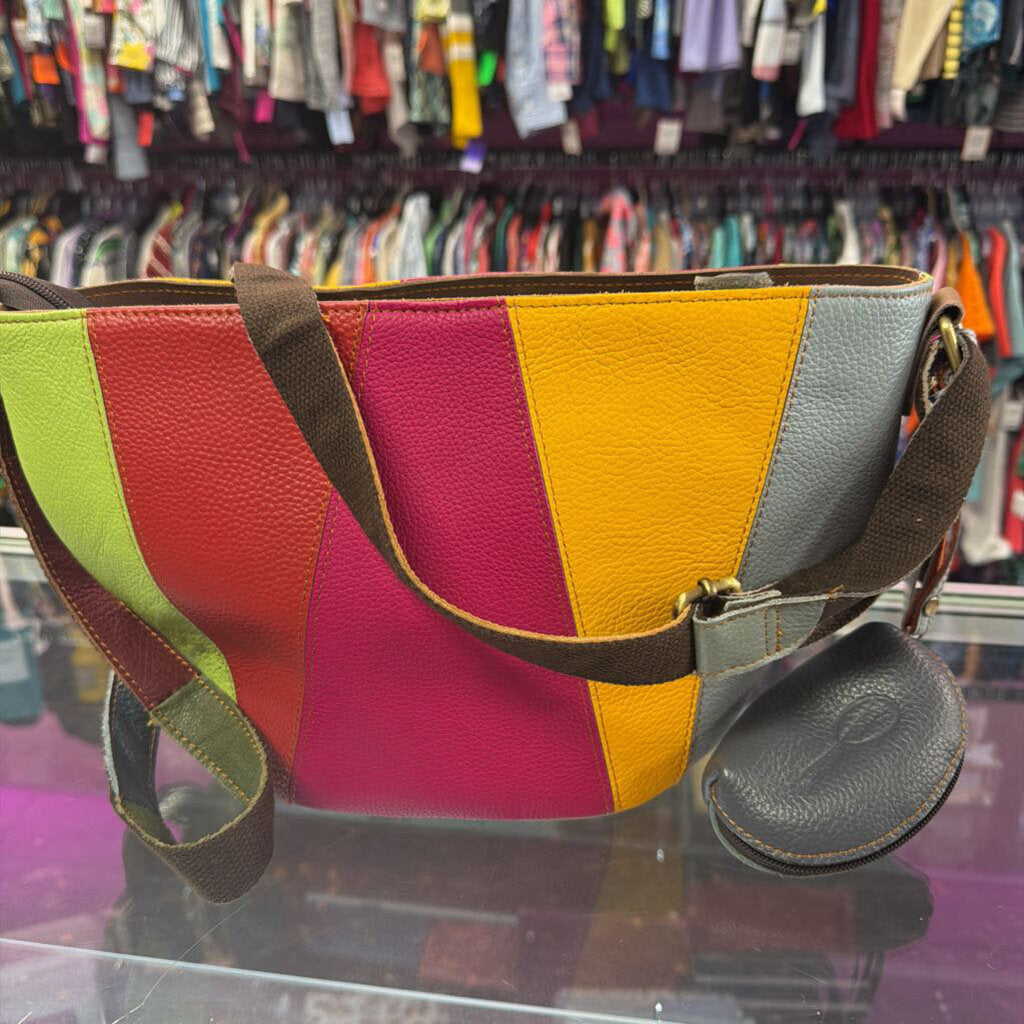 Amerileather Taura Leather Shoulder Bag Vibrant Patchwork Cowhide leather