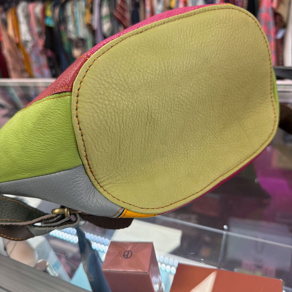 Amerileather Taura Leather Shoulder Bag Vibrant Patchwork Cowhide leather