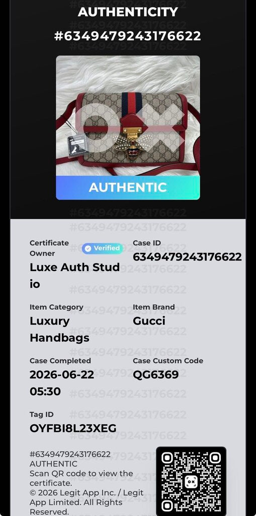 Gucci Queen Margaret Bee Sherry Line Brown Red Leather Trim Clutch/Crodssbody