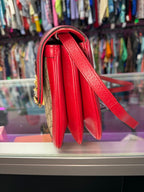 Gucci Queen Margaret Bee Sherry Line Brown Red Leather Trim Clutch/Crodssbody