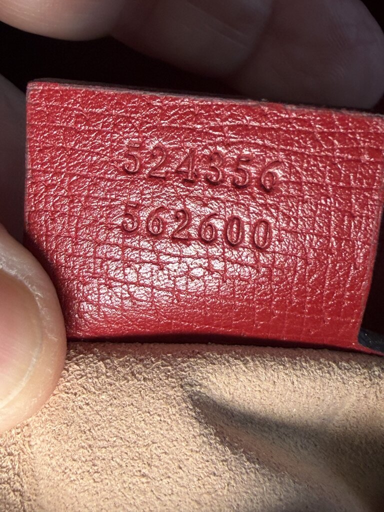 Gucci Queen Margaret Bee Sherry Line Brown Red Leather Trim Clutch/Crodssbody