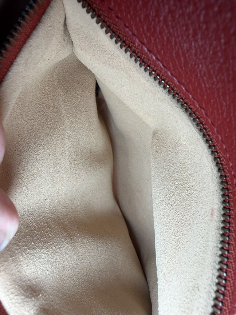 Gucci Queen Margaret Bee Sherry Line Brown Red Leather Trim Clutch/Crodssbody
