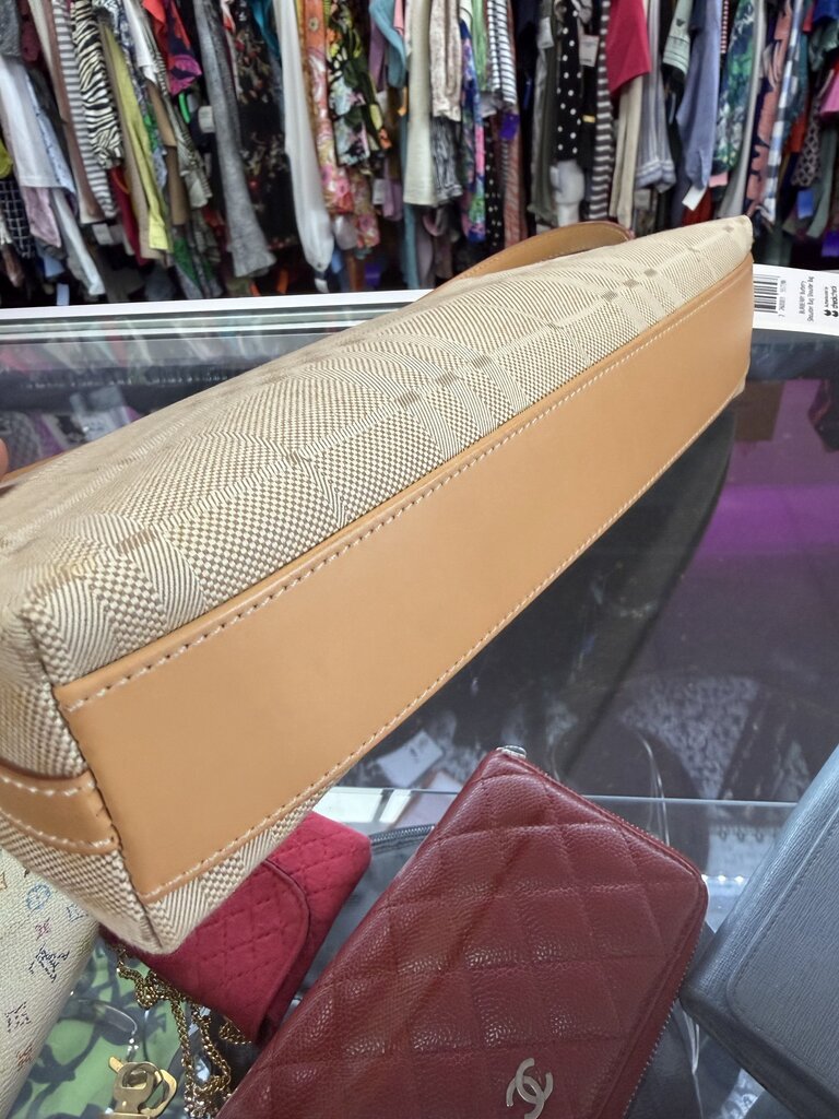 Burberry Tonal Nova Check Canvas Leather Trim Shoulder Bag From London Collections