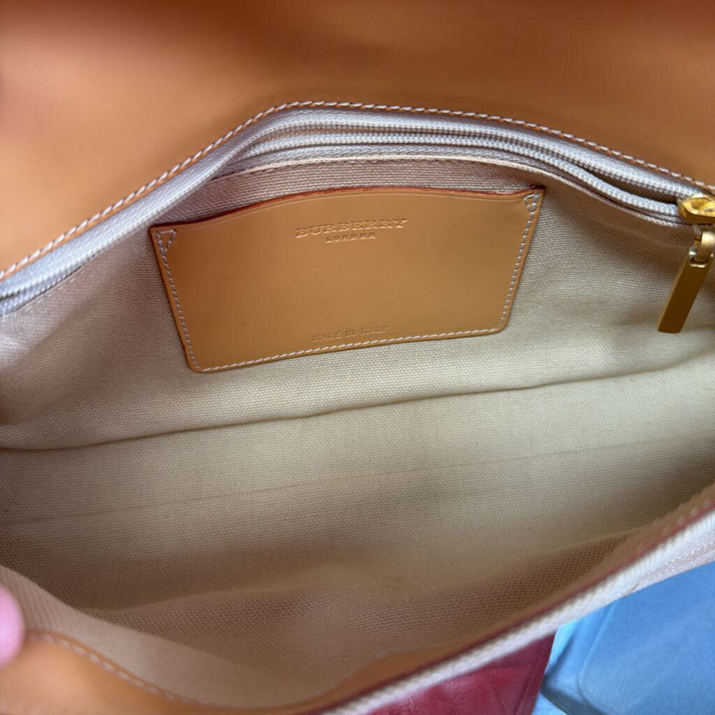 Burberry Tonal Nova Check Canvas Leather Trim Shoulder Bag From London Collections