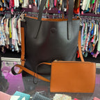 Unknown Pebbled Convertible Tote Bag W/ Pouch