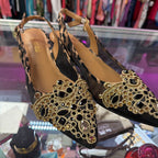 9.5 J Renee Gem Pointed Animal Pattern Ankle Strap