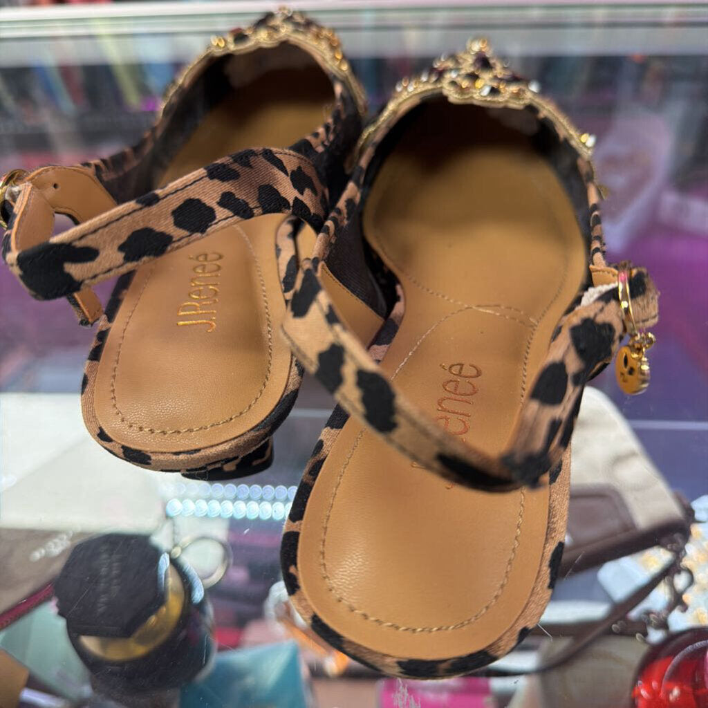 9.5 J Renee Gem Pointed Animal Pattern Ankle Strap