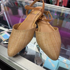 9 Y Not? Pointed Woven Textured Ankle Strap Shoe