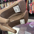 7 Clarks Patent Peep-Toe Nude Heel