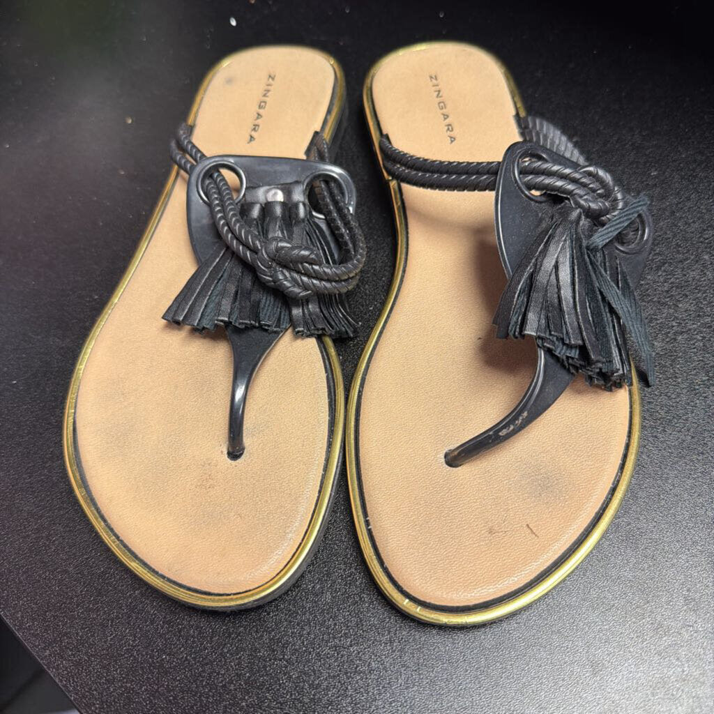 8 Zingara Woven Fringe Thong Sandal