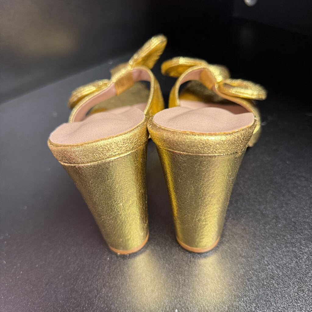 9/9.5 Unknown Gold Slide Pointed Bow Chunky Heel